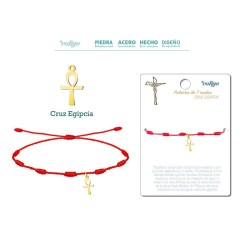 Pulsera 7 Nudos Con Cruz Egiptica Color Dorado- Colección 7 nudos